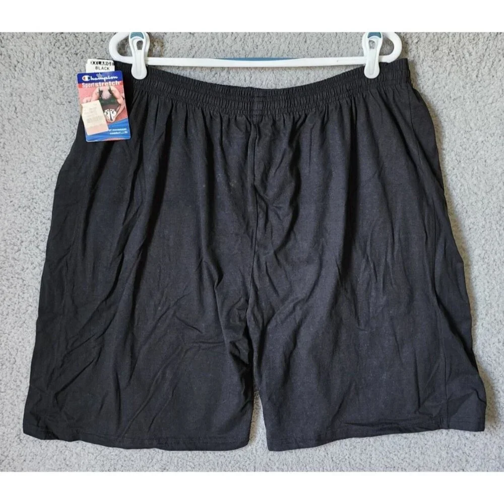 NEW VTG Champion Sport Stretch Black Gym Shorts Size 2XL Cotton Spandex‎ Blend